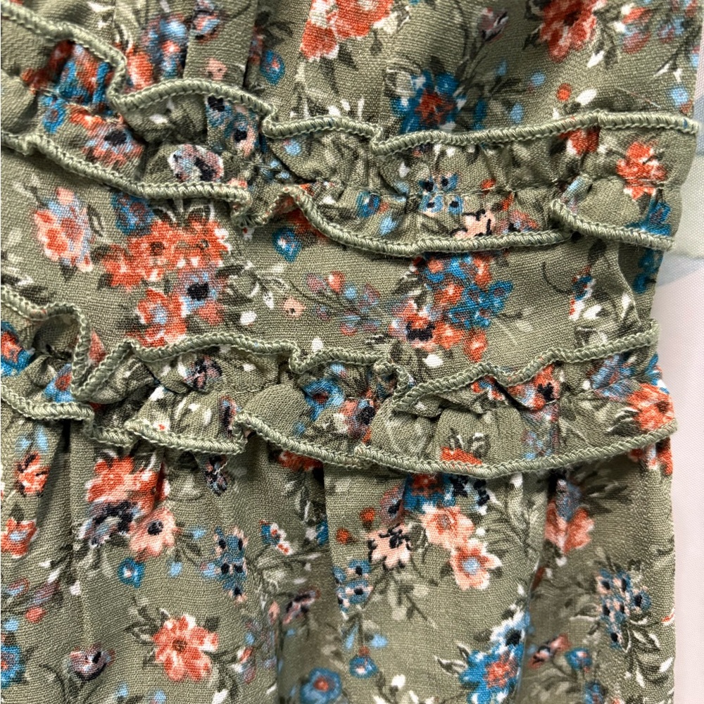 Floral Green Ruffle Dress - Picture 3 of 3